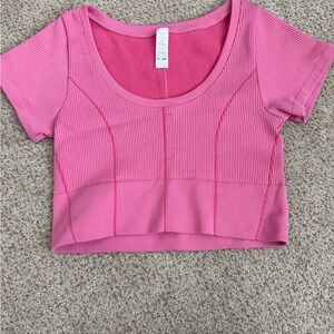 Aerie Vibrant Pink Ribbed Crop Top